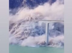 Momentos en los que el puente Hongqi de China se derrumbó tras recién inaugurado