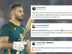 Los fanáticos rugen de alegría mientras el brillante siglo de Aiden Markram mantiene viva a Sudáfrica en una dura carrera contra India en Raipur ODI