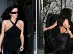 Bianca Censori sale sola con un ajustado look negro