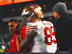 La estrella de los 49ers, TE George Kittle, se desgarró el tendón de Aquiles en una sorpresiva victoria sobre los Eagles