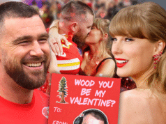 La cuenta de podcast de Travis Kelce publica una tarjeta del Día de San Valentín que hace referencia a «Wood» de Taylor Swift