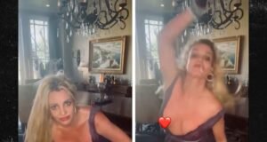 Britney Spears se ensucia en el comedor