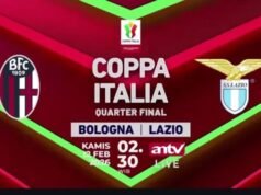 ¡Viva ANTV! Bolonia vs Lazio está actualmente en cuartos de final de la Coppa Italia