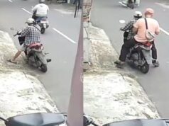 ¡En armas! Un hombre pega pegatinas QR de juegos en línea en el sur de Yakarta, la policía interviene