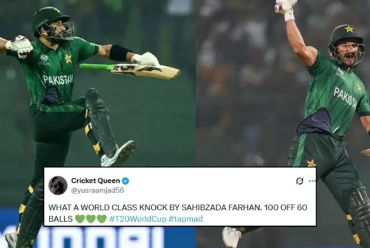 Los fanáticos se vuelven locos cuando Sahibzada Farhan hace historia con un siglo impresionante en el choque PAK vs SL Super 8 en la Copa Mundial T20 2026