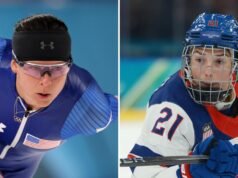 La pareja olímpica Brittany Bowe y Hilary Knight luchan por el oro