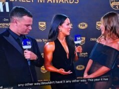El presentador de fútbol Jake Duke revela lo que REALMENTE sucedió cuando lo «sorprendieron mirando a una estrella de la NRLW» en la noche de premios más importante de la liga.